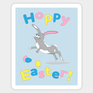 Hoppy Easter! Happy Easter Bunny with Decorated Eggs Sticker